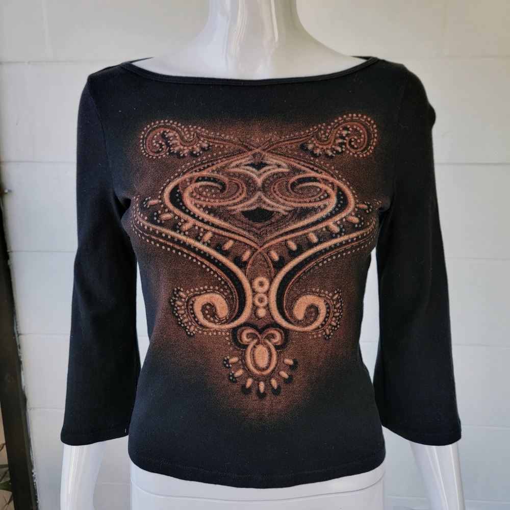 VTG 90s Rampage Gothic Top Black and Copper Women M Y2K Whimsigoth Indie Grunge